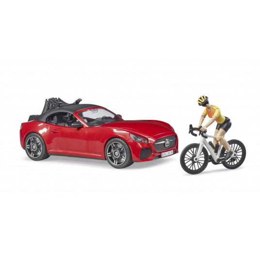 BRUDER automobilis Roadster ir dviratininkas su kelių dviračiu, 03485
