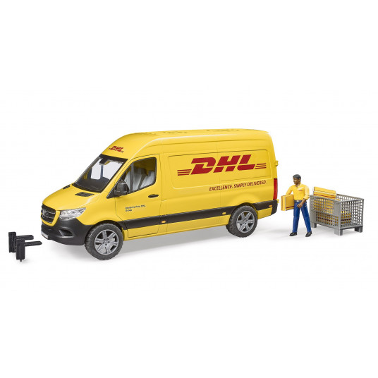  BRUDER 1:16 siuntų pristatymo furgonas MB Sprinter DHL su vairuotoju, 02671 