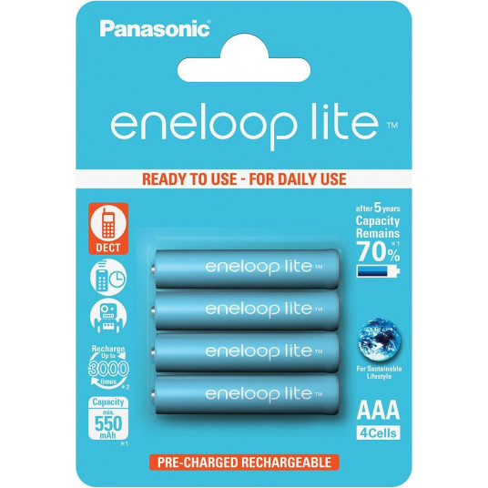  Elementai PANASONIC ENELOOP lite BK-4LCCE/4BE 550mAh, 