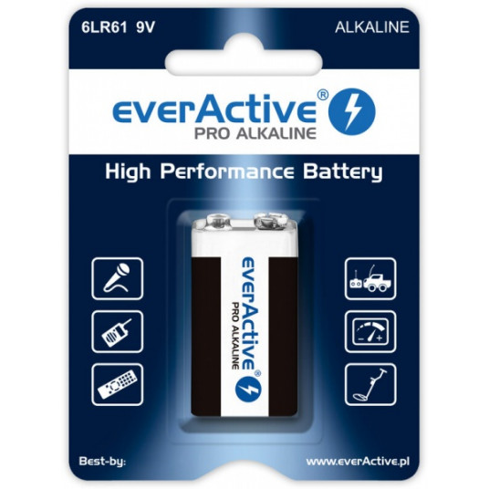  Baterijos 6LR61 everActive Pro Alkaline 6LR61 9V 