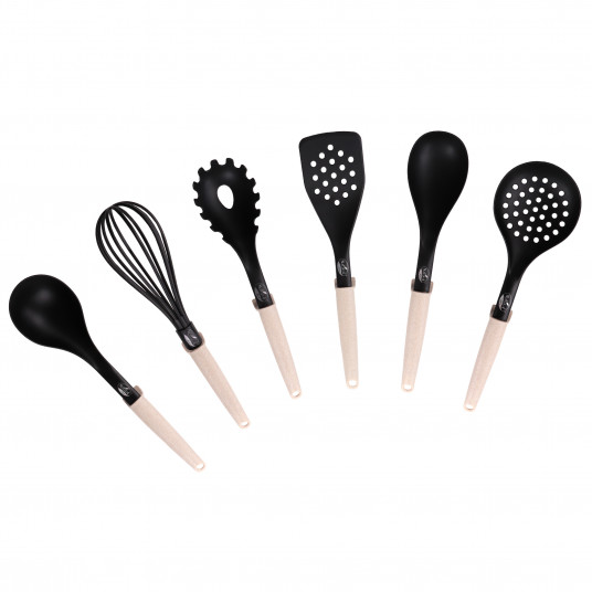  Stoneline Natural Line  21582 Kitchen utensil set, 6 pc(s), Dishwasher proof, Black/Beige 