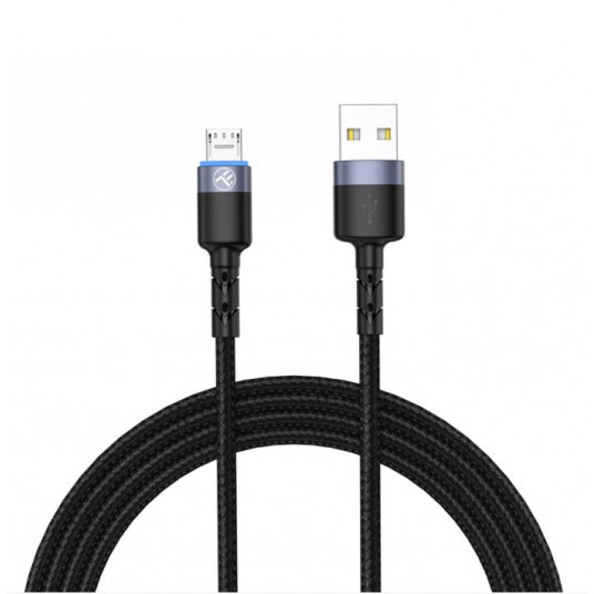 Tellur Data cable, USB to Micro USB, LED Light, Nylon, 2m black