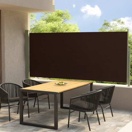 Ištraukiama šoninė kiemo pertvara, rudos spalvos, 117x300cm