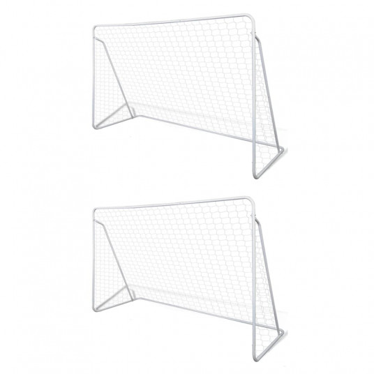 Futbolo vartai su tinkl., 2 vnt., 240x90x150 cm, plienas