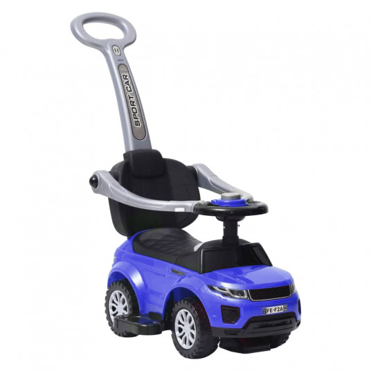Paspiriamas vaikiškas automobilis, mėlynos spalvos