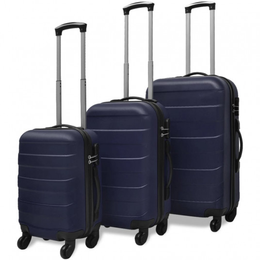  Kietų lagaminų su ratukais komplektas, mėlynos spalvos 