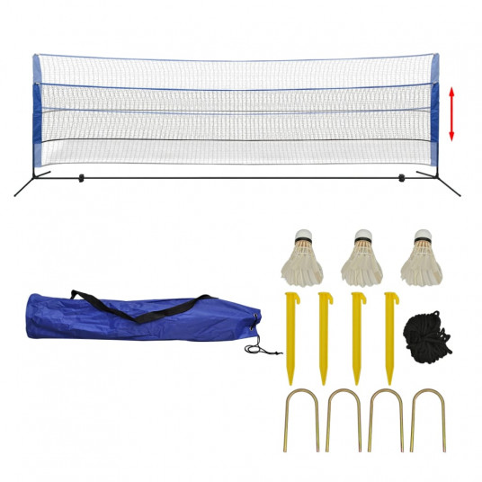  Badmintono tinklas su plunksninukais, 500x155 cm 