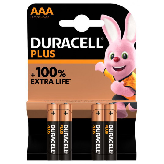  Elementas DURACELL MN2400/AAA (R3) 100% Plus Power 