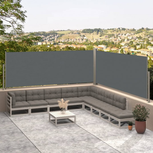 Ištraukiama šoninė kiemo pertvara, antracito spalvos, 117x600cm