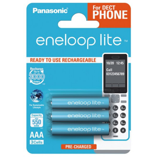  Įkraunamas elementas PANASONIC ENELOOP Lite BK-4LCCE/3DE 550mAh (3xAAA) 