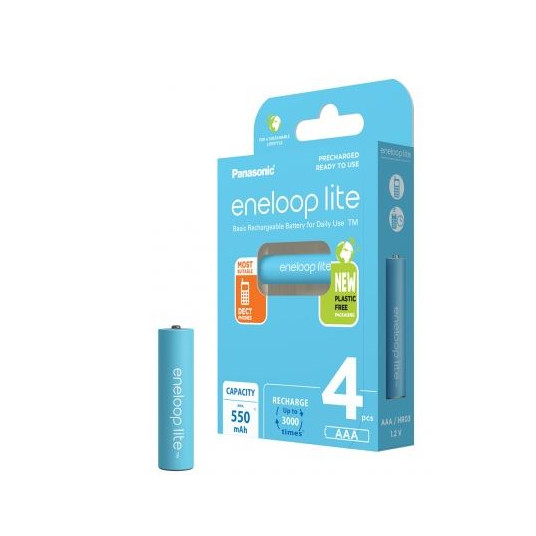  Įkraunamas elementas PANASONIC ENELOOP Lite BK-4LCCE/4BE 550mAh (4xAAA) BOOM 