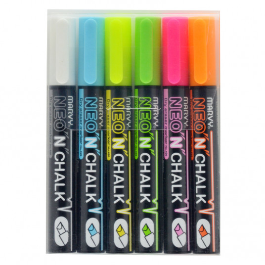 Kreidiniai markeriai Marvy Neon`n Chalk Marker 490-6C neoniniai 6 vnt.