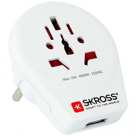  Travel adapter Skross Europa + USB 1.500266 