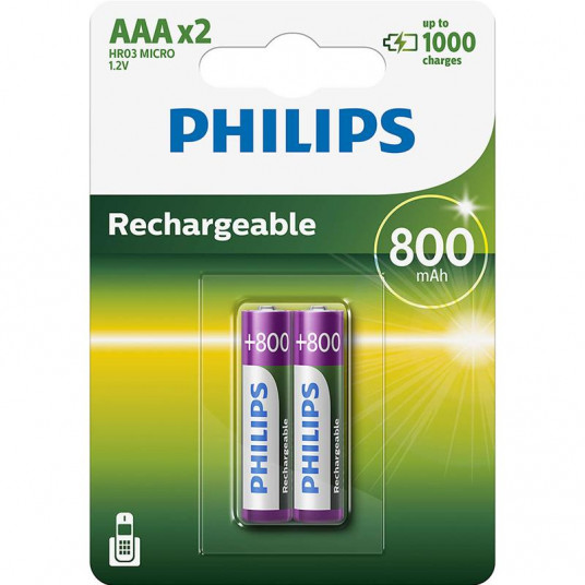  Rechargeable Battery Philips AAA 800mAh 2-blister 