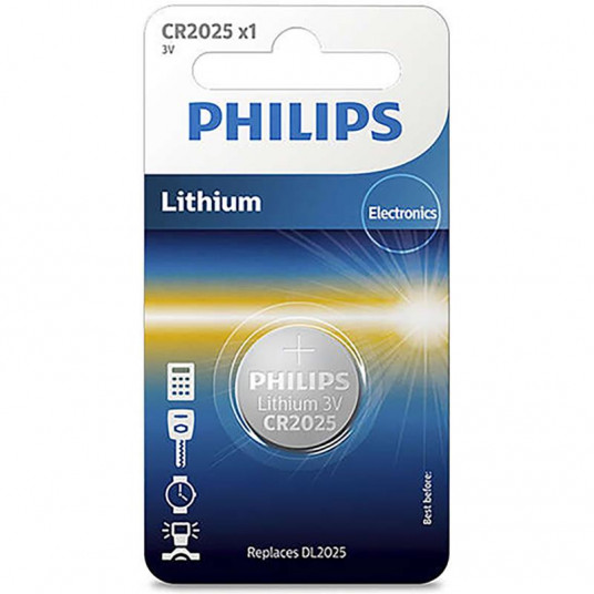  Battery Philips CR2025 Lithium 3 V (20.0 x 2.5) 