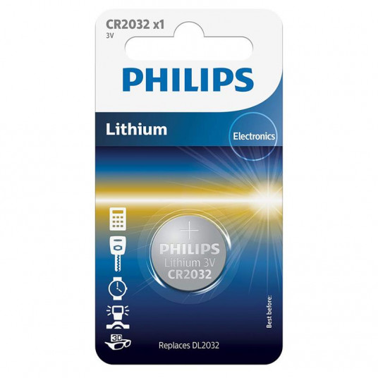  Battery Philips CR2032 Lithium 3 V (20.0 x 3.2) 