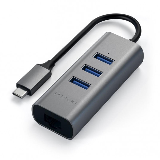 USB Hub Satechi USB-C Aluminium 3xUSB3.0+Ethernet Space Grey