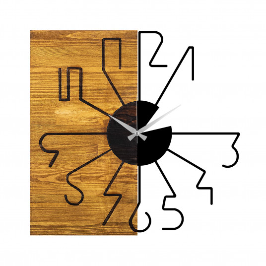  Dekoratyvinis medinis sieninis laikrodis Wallxpert Wooden Clock 29 - Graikinis riešutas, juodas 