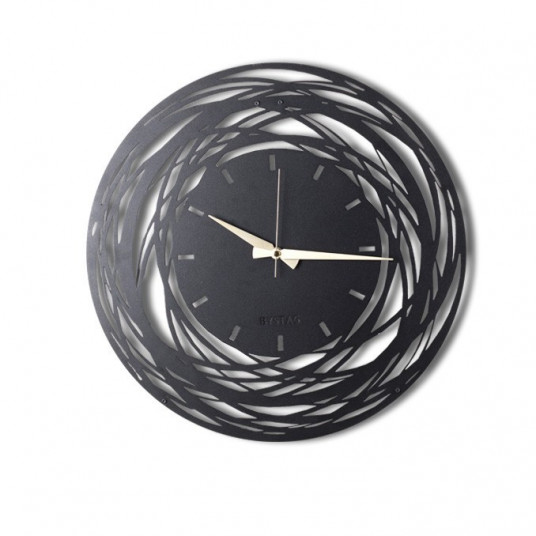 Dekoratyvinis metalinis sieninis laikrodis Wallxpert Lines XL - Juodas