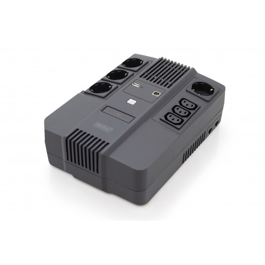  Digitus All-in-One UPS, 600VA/360W, LED 12V/7Ah x1, 4x CEE 7/7,3x IEC C13, USB, RJ45 