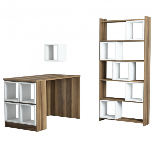 Stalas ir knygų lentyna Hanah Home Box - Graikinis riešutas, baltas
