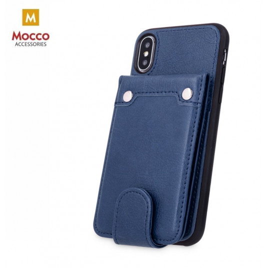  Mocco Smart Wallet Eco Leather Case - Card Holder For Apple iPhone XS Max Blue 