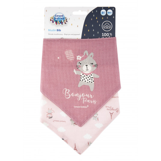 CANPOL BABIES pirmasis muslino seilinukas BONJOUR PARIS, 0m+, 2 vnt., pink, 26/900_pin