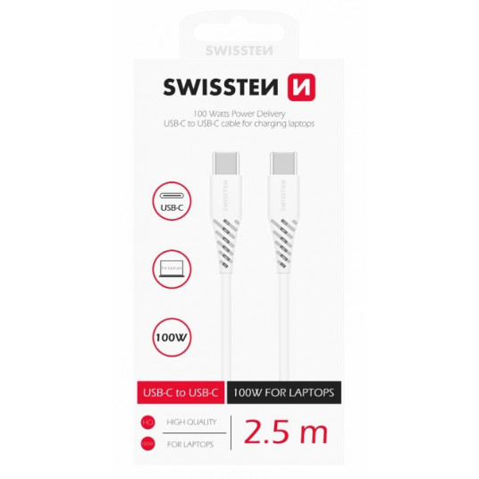 Swissten Power Delivery Data Cable USB-C to USB-C 5A (100W) 2.5m