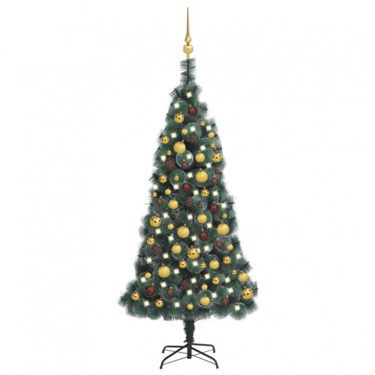 Dirbtinė Kalėdų eglutė su LED/žaisliukais, žalia, 150cm, PVC/PE