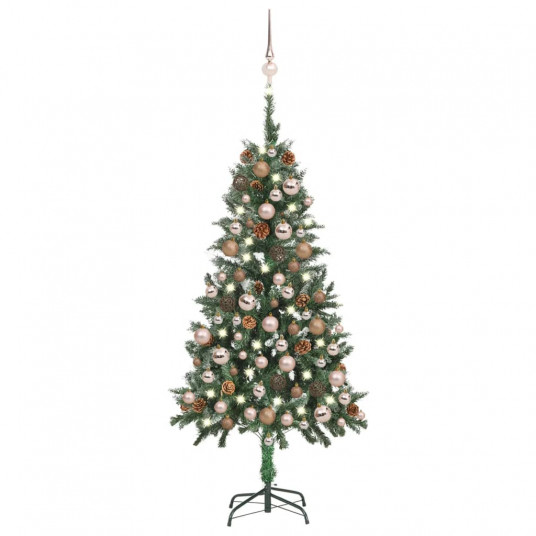  Dirbtinė Kalėdų eglutė su LED/žaisliukais/kankorėžiais, 150cm 