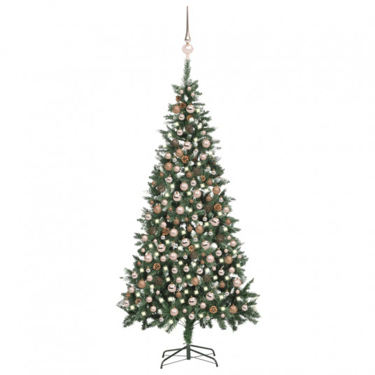 Dirbtinė Kalėdų eglutė su LED/žaisliukais/kankorėžiais, 210cm
