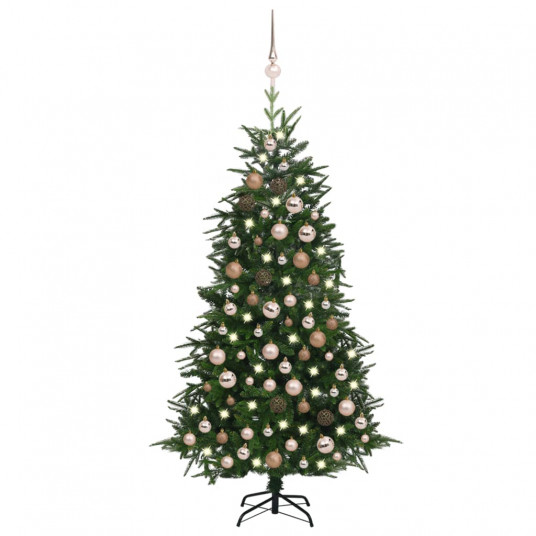 Dirbtinė Kalėdų eglutė su LED/žaisliukais, žalia, 180cm, PVC/PE