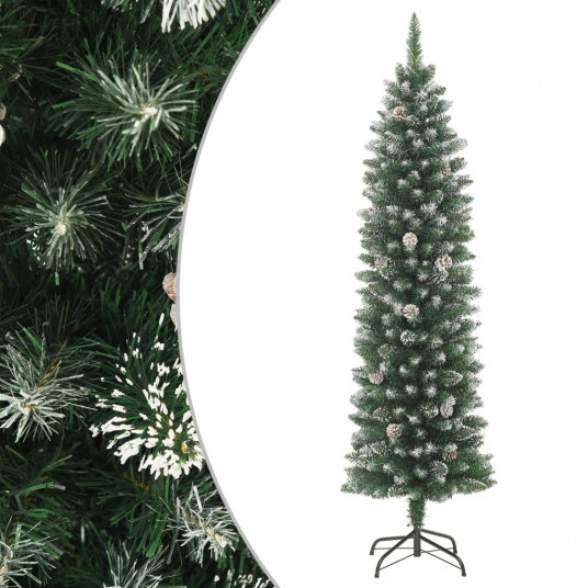 Dirbtinė siaura Kalėdų eglutė su stovu, 150cm, PVC