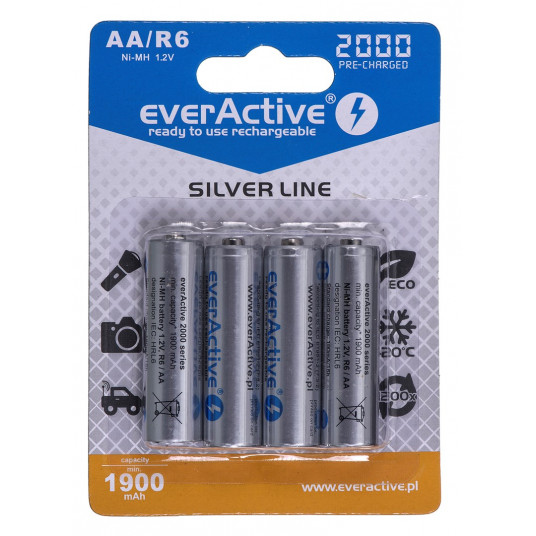  Įkraunamos baterijos everActive Ni-MH R6 AA 2000 mAh Silver Line 