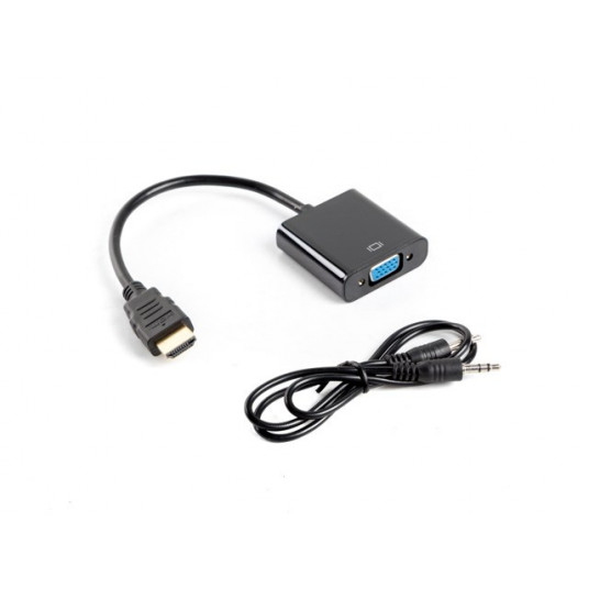  Lanberg AD-0017-BK vaizdo kabelio adapteris 0,2 m VGA (D-Sub) HDMI A tipo (standartinis) Juoda 