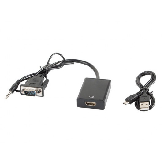  Lanberg AD-0021-BK vaizdo kabelio adapteris 0,2 m HDMI A tipo (standartinis) VGA (D-Sub) Juoda 
