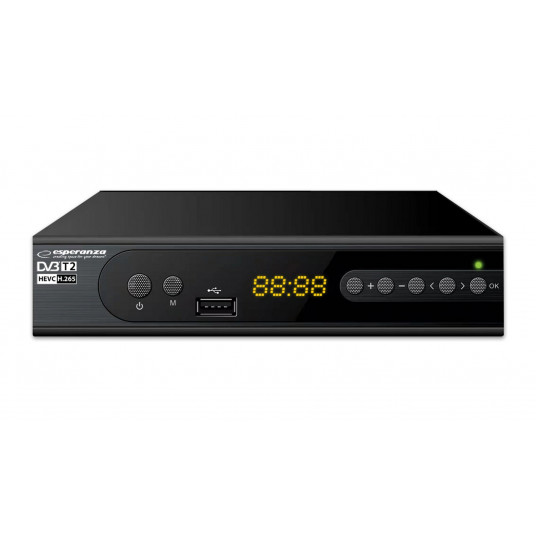  Esperanza EV106P skaitmeninis DVB-T2 H.265/HEVC imtuvas, juodas 