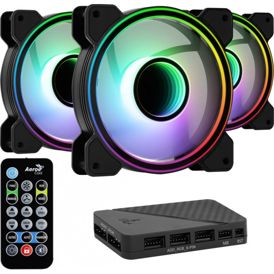  Aerocool Mirage 12 ARGB Pro Kompiuterio korpusui Aušinimo rinkinys 12 cm Juoda 