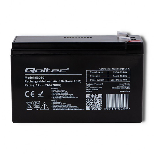  „Qoltec 53031“ AGM akumuliatorius | 12 V | 9Ah | maks. 135A 