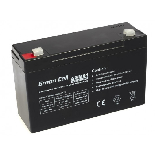 Green Cell AGM Battery 6V 12Ah - Batterie - 12.000 mAh Rūgštinis akumuliatorius (VRLA) 