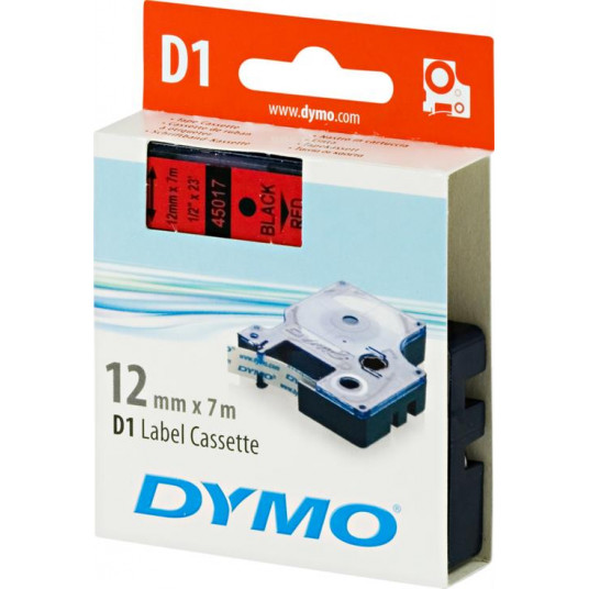  Juostelė DYMO D1 12mm x 7m, vinilinė, juoda ant raudono / S0720570 45017 