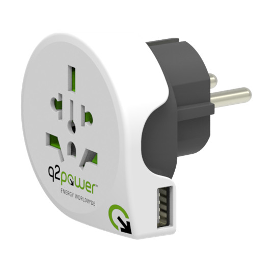  Adapteris Q2Power 10A, 1xUSB, į euro baltas / GT-904 