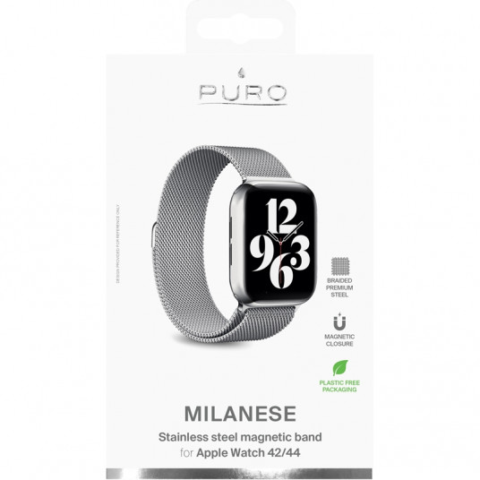  Milanese magnetinė apyrankė PURO skirta APPLE watch 44mm, sidabrinė / AW44MILANESESIL 