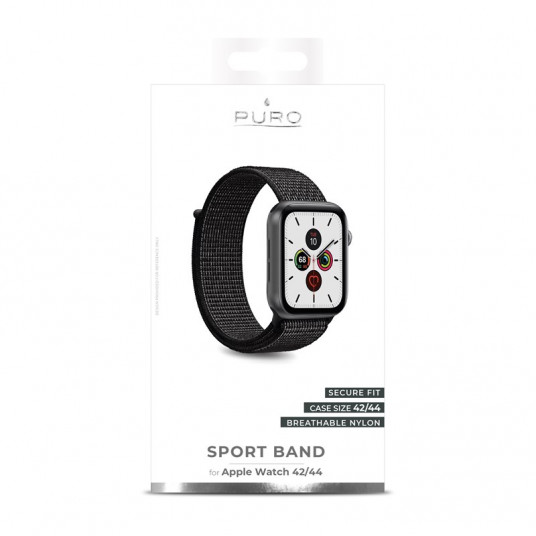  Nailoninė apyrankė PURO skirta Apple Watch 44mm, juoda / AW44SPORTBLK 