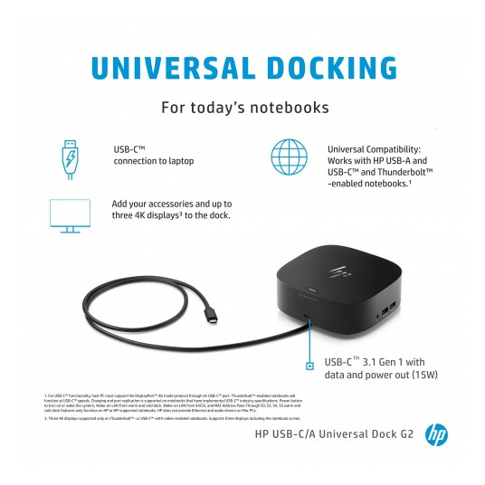  HP USB-C/A Universal Dock G2 Schwarz 100W 