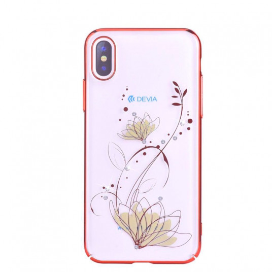  Devia Lotus Plastic Back Case With Swarovsky Crystals For Apple iPhone X / XS Red 