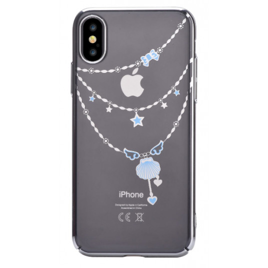 Devia Shell Plastic Back Case With Swarovsky Crystals For Apple iPhone X / XS Silver