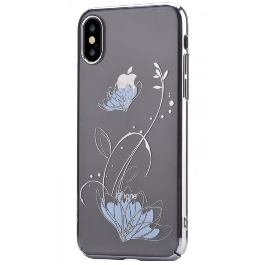 Devia Lotus Plastic Back Case With Swarovsky Crystals For Apple iPhone X / XS Silver