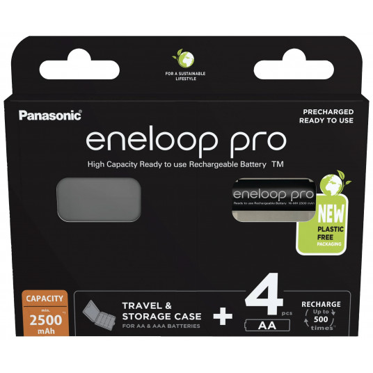  Panasonic Rechargeable Batteries ENELOOP BK-3HCDEC4BE AA, 2500 mAh, 4 pc(s) 