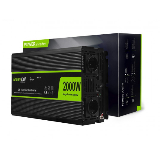  Green Cell KFZ Spannungswandler Power Inverter 12V -  230V 2000/4000W Black 